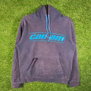 Can-Am BRP Graphic Hoodie Faded Black Blue Logo Pullover‎ Sweatshirt Small